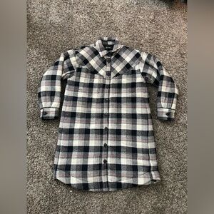 AG long plaid cotton car coat black white medium